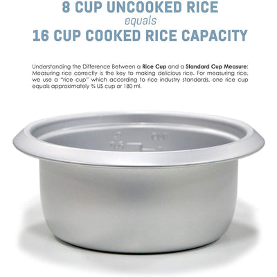 5 of 9:Maxi-Matic Elite Gourmet Rice Cooker With Steam Tray, White, 16 Cup 
