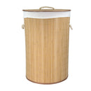 2 of 4:Home Basics Round Foldable Bamboo Hamper, Natural, 15.75x23.6 Inches 