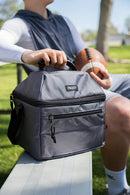 6 of 8:PackIt Freezable Canvas Utility Cooler Bag con asa, capacidad para 18 latas, gris carbón 