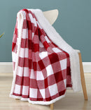 1 of 2:Buffalo Check Flannel-Sherpa Throw Blanket, Burgundy, 50x60 Inches 