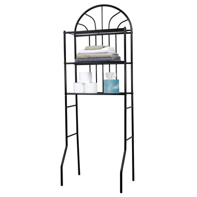 1 of 6:Home Basics 3-Shelf Bathroom Space Saver, Black, 66.5x23x11.5 Inches 