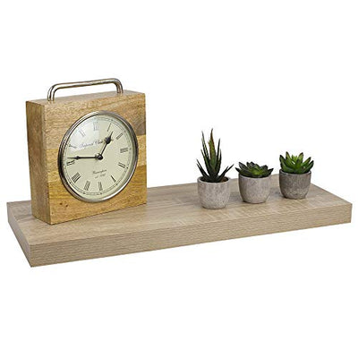 2 of 6:Home Basics Decorative Rectangular Wood Floating Shelf, Oak Design, 23.5x9x1.5 Inches 