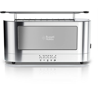 7 of 8:Russell Hobbs Tostadora de ranura larga con acento de vidrio para 2 rebanadas, acero inoxidable 