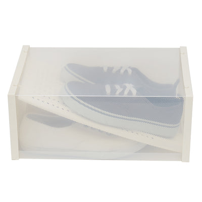 2 of 6:Boîte à chaussures Home Basics en plastique avec séparateur pour 2 paires, transparente, 34 x 24 x 15 cm 