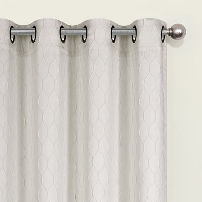 3 of 6:Mackenna Ogee Jacquard Grommet Window Panel, Neutral, 52x84 Inches 
