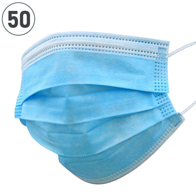 1 of 4:Mascarilla protectora desechable Premius, banda elástica, alambre metálico para la nariz, paquete de 50 