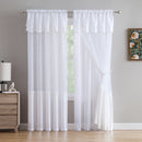 1 of 5:Violette Embroidered Rod Pocket Window Panel With Valance and Backing, White, 55x90 Inches 