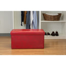 3 of 4:Simplify Otomana de almacenamiento plegable doble de piel sintética en rojo 