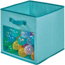 1 of 4:iDesign Fabric Storage Cube Bin With Clear Window, Teal, 13x13x13 Inches 