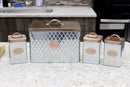 4 of 4:Home Basics Arbor 4 Piece Tin Counter Storage Set, Silver 