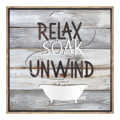 1 of 1:Premius Relax, Soak, Unwind decoración de pared para baño, 14 x 14 pulgadas 
