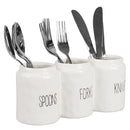 2 of 4:Home Basics 3 Compartment Glazed Ceramic Utensil Crock, White 