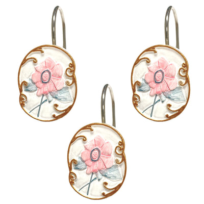 1 of 1:Home Spa Poly Resin Judy Shower Curtain Hooks, Rose, 12 Pack 