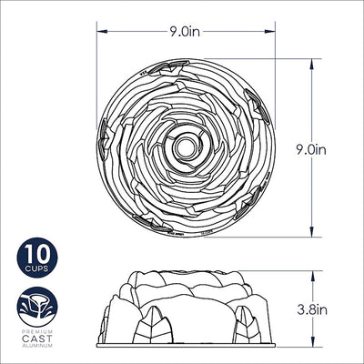 4 of 7:Nordic Ware Platinum Rose Cast Aluminum Bundt Pan, 10 Cup, Copper 