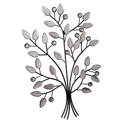 1 of 1:Premius Metal Tree With Crystal Leaves Wall Decor, Black, 16x23 Inches 