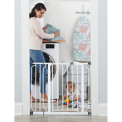 5 of 7:Regalo Easy Step 38.5-Inch Extra Wide Walk Thru Baby Gate, Includes 6-Inch Extension Kit, White 