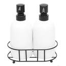 2 of 4:Home Basics 2 Piece Ceramic Soap Dispenser Set with Metal Caddy, White 