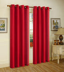 1 of 5:Melanie Faux Silk 8 Grommets Window Panel, Red, 55x95 Inches 