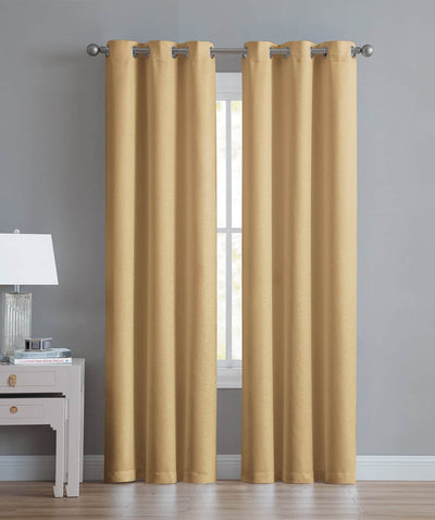 1 of 2:Angela 2-Pack Ribbed Textured Blackout Grommet Window Panel, Taupe, 74x84 Inches 