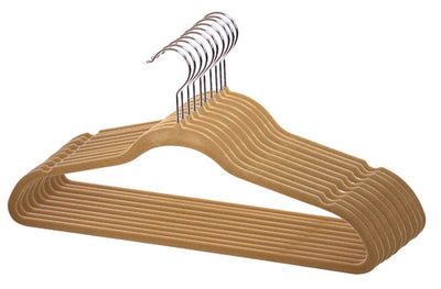 1 of 2:Home Basics 10-Pack Non-Slip Velvet Hangers, Camel, 17.8x5x9.5 Inches 