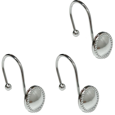 1 of 1:Popular Bath Lester Metal Shower Curtain Hooks, Silver, 12 Pack 