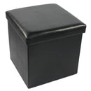 1 of 1:Collapsible Storage Ottoman, Black Faux Leather, 15x15x15 Inches 