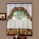 1 of 2:Coffee Printed Tier and Swag Kitchen Curtain Set, 57x24 Inches, Multi 