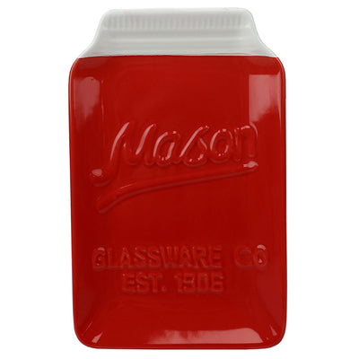 1 of 2:Home Basics Farmhouse Style Ceramic Mason Jar Cooking Ladle Holder Spoon Rest, Red 