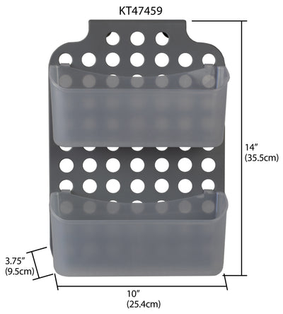 5 of 5:Organiseur réglable en plastique Home Basics pour armoire, transparent et gris 