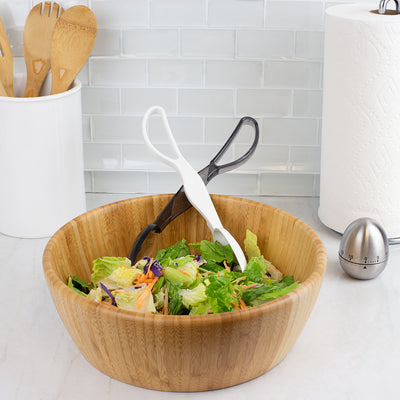 5 of 6:Home Basics Heavy Duty Plastic Salad Tongs, White-Gray, 11.5x2.5x3 Inches 