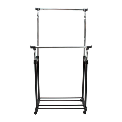 3 of 4:Neu Home Double Adjustable Garment Rack, Black, 67x33x21 Inches 