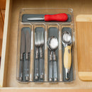 3 of 4:Range-couverts en plastique Home Basics avec intérieur antidérapant, gris transparent, 23 x 30 x 5 cm 