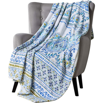 2 of 2:Hudson Essex Malik Plush Throw Blanket, Blue, 50x70 Inches 