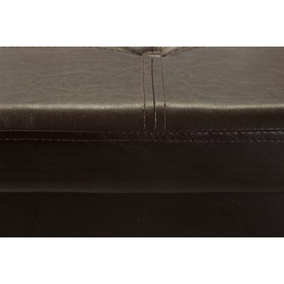 3 of 3:Simplify Faux Leather Folding Storage Ottoman Cube in Chocolate 