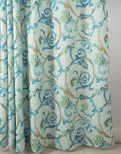 5 of 7:Classic Printed Tile Mosaic Shower Curtain, Blue-Green, 70X72 Inches 