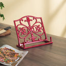 5 of 5:Home Basics Cast Iron Fleur De Lis Cookbook Stand, Red, 10.5x5.5x9 Inches 