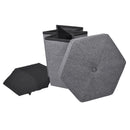 3 of 6:Collapsible Hexagon Storage Ottoman, Grey Linen, 15x15x15 Inches 