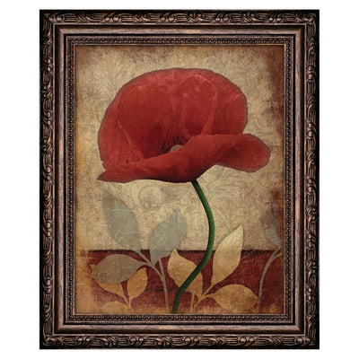 1 of 1:Premius Floral Small Traditional Framed Wall Art, Red, 9x11 Inches 