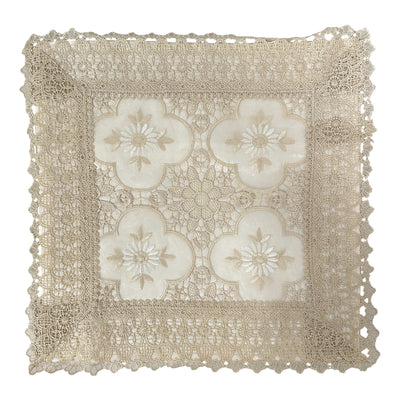 2 of 3:Lujosa funda de cojín con diseño de corte de encaje decorativo trenzado, beige, 18 x 18 pulgadas 