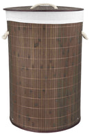1 of 4:Home Basics Round Foldable Bamboo Hamper, Brown 