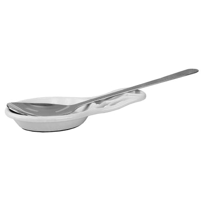 7 of 9:Home Basics Iris Collection Reposacucharas de hierro fundido, color blanco 