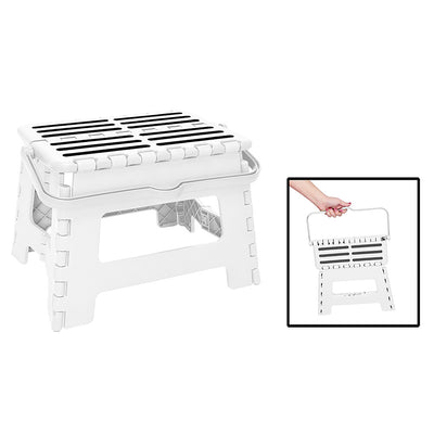 1 of 1:Simplify Step And Stow Folding Step Stool with Handle, White, 9 Inches 