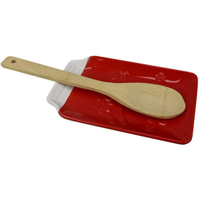 2 of 2:Home Basics Farmhouse Style Ceramic Mason Jar Cooking Ladle Holder Spoon Rest, Red 