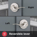 2 of 8:Poignée de porte verrouillable Kwikset Tustin Wave, nickel satiné 