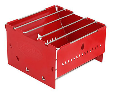 5 of 8:Kit réchaud de camping Sterno avec cadre et panneaux pare-vent, rouge-gris 