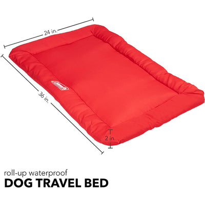 4 of 8:Coleman - Cama grande para perros para viajes, enrollable, plegable, plegable, para mascotas, camas de viaje, color rojo 