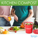 3 of 8:Composteur de cuisine en acier Spigo avec filtre à charbon ventilé et seau, rouge, 1 gallon 