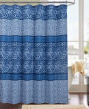1 of 3:Clermont 13-Piece Printed Shower Curtain Set With Hooks, Blue, 70x72 Inches 