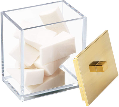 1 of 4:InterDesign Clarity - Tarro para tocador de baño, color dorado transparente, 3.5 x 5 x 4 pulgadas 