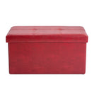 2 of 4:Simplify Otomana de almacenamiento plegable doble de piel sintética en rojo 